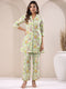 Green Pure Cotton Floral Printed Straight Co-ord Set